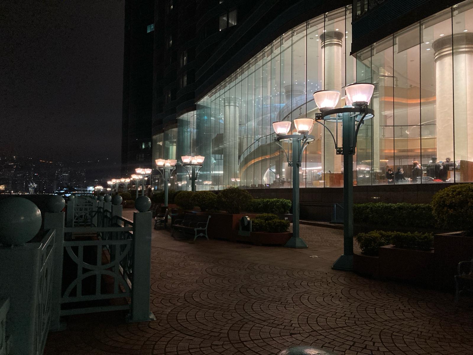 Photo by Vanessa Yeung: Night shift staff working at a harbourfront hotel